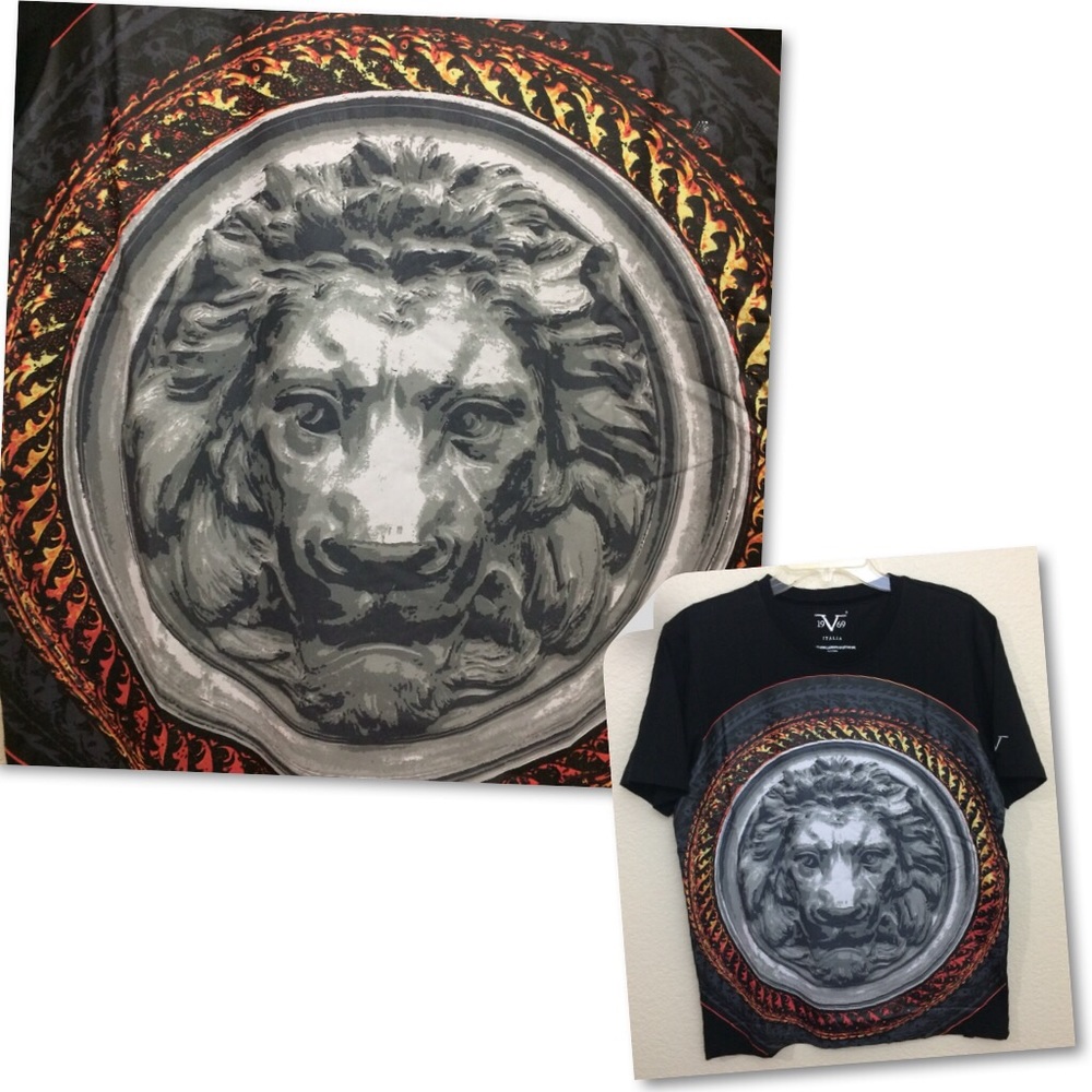 V19-69 Men’s Lion Graphic Tee Black T-Shirt